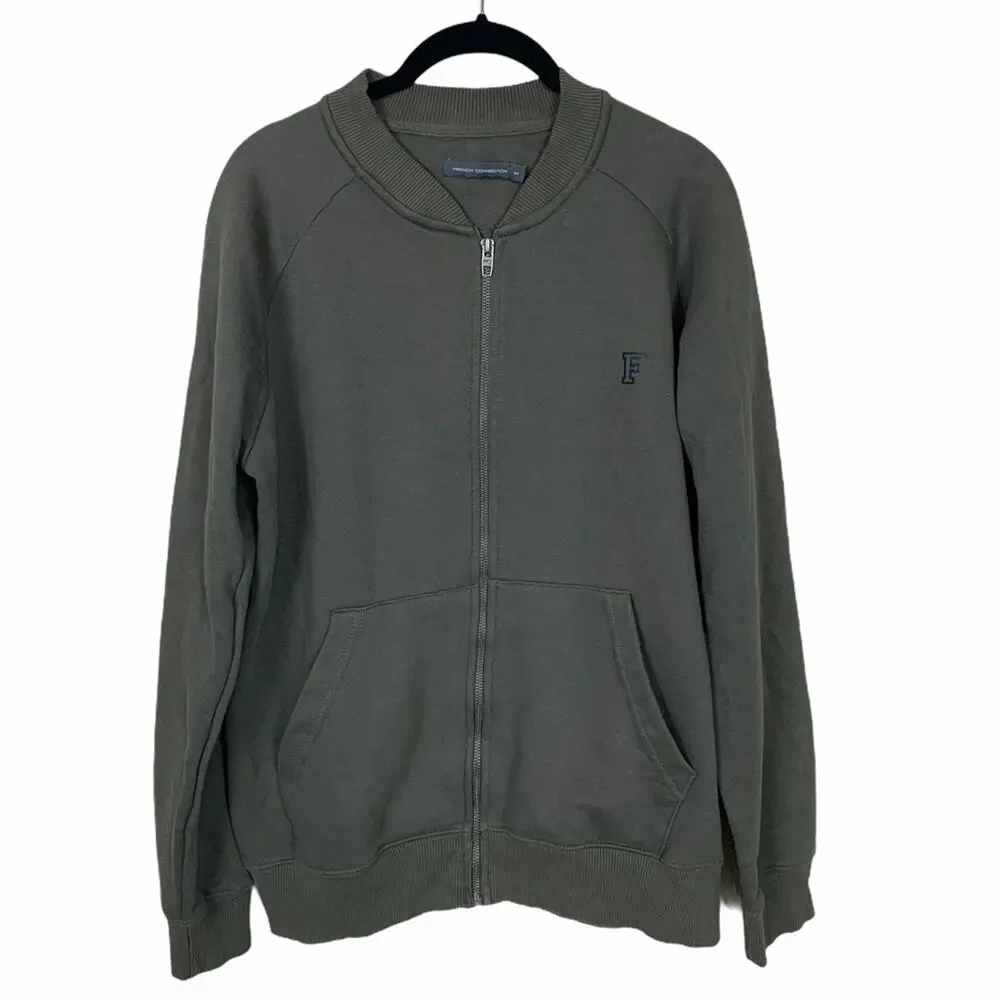 French Connection Baseball Zip Through Logo Jacket M